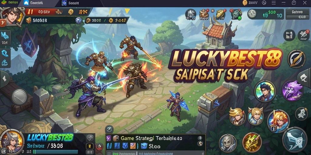 Screenshot gameplay LUCKYBEST88 yang menampilkan pertempuran strategis.