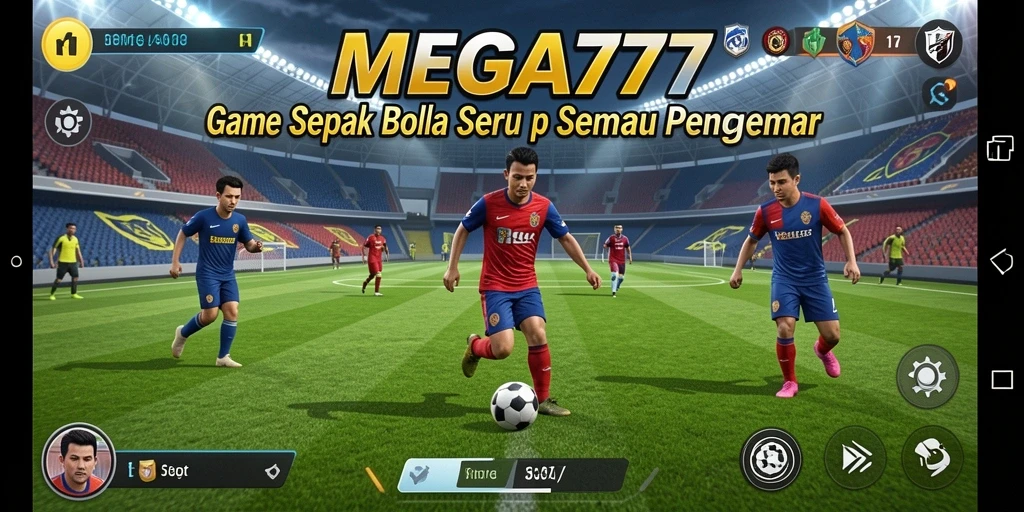 Tampilan gameplay seru dalam MEGA777 dengan aksi sepak bola menarik.