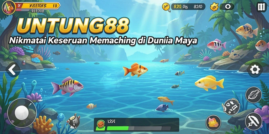 Tampilan gameplay seru memancing di UNTUNG88 dengan berbagai jenis ikan.